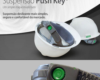 Temos o capacete MSA V-Gard branco conta suspensão push-key com jugular para evitar que o capacete caia durante o movimento, resultando em um capacete 3 em 1. Este possui aba frontal que pode ser acoplada com viseiras transparentes ou outras tonalidades conforme a aplicação.

