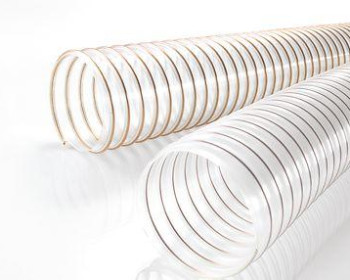 A mangueira Kanaflex flexível KPU-C-HD é transparente, tem espiral de aço cobreado e pode ser mais considerada mais robusta do que a mangueira KPU-C. 