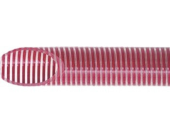 A mangueira Kanaflex flexível KAV é fabricada com atoxidade, tem cor transparente e possui espiral vermelho. Esta conta com a parte interna lisa, o que ajuda a evitar a fixação de produtos, resultando na adequação da mangueira para outras aplicações.