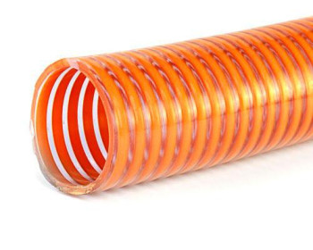 A mangueira Kanaflex flexível KP-L é um equipamento transparente com espiral laranja, o qual é indicado para realizar serviços considerados médios e pesados.