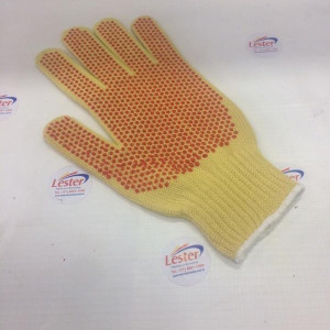 A luva de Kevlar pigmentada serve para pegar objetos sem riscos à pele. Esta é tricotada com fios de aramida amarelo sol e confeccionada com punho flexível capaz de ajustar de forma firme para não sair da mão.

