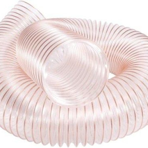 Fabricada em poliuretano, a mangueira Kanaflex flexível KPU-C é indicada na sucção e condução de apares, cavaco de madeira, fuligens e outras utilizações que têm abrasão elevada. Esta é transparente com espiral de aço cobreado. 