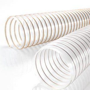 A mangueira Kanaflex flexível KPU-C-HD é transparente, tem espiral de aço cobreado e pode ser mais considerada mais robusta do que a mangueira KPU-C. 