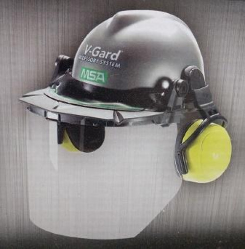 Distribuidor de capacete MSA com protetor concha acoplado