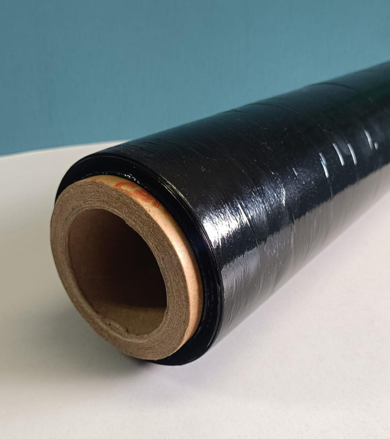 Filme stretch preto rolo com tubo 25cm X 25 Micras
